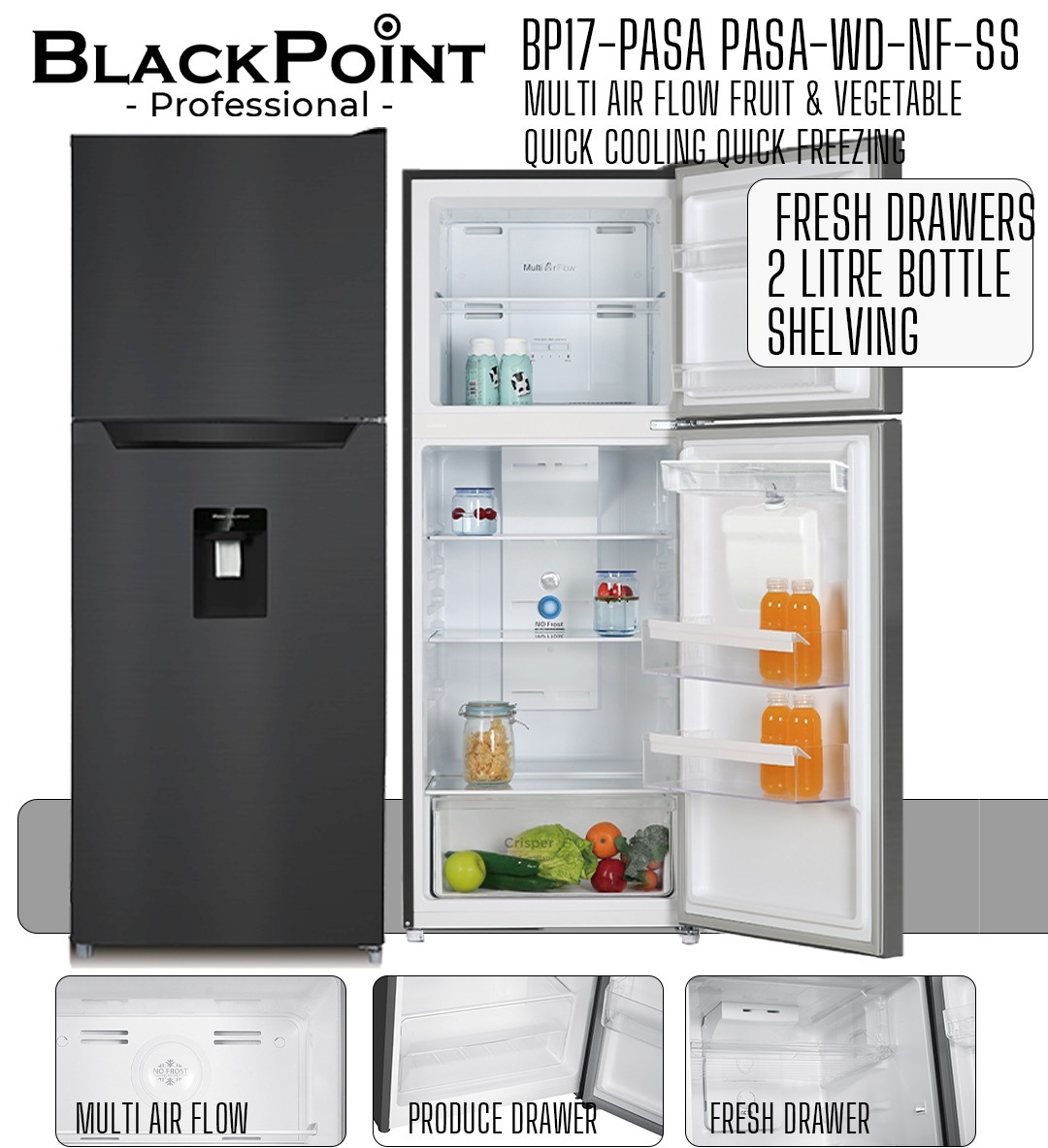 BLACKPOINT FRIDGE --- WATER DISP -- SUMSANG LOOKS BRAWTA